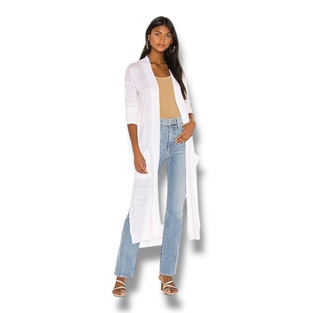 SWTR Duster 100% Linen Tan Duster Lightweight Pocket Cardigan Size Medium
